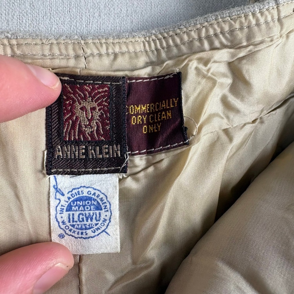 Vintage Anne Klein Neiman Marcus Wide Leg Trousers Beige ILGWU Union Made 70s - Picture 2 of 7